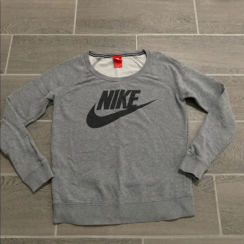 Nike Grey Swoosh Crew Neck Sweater